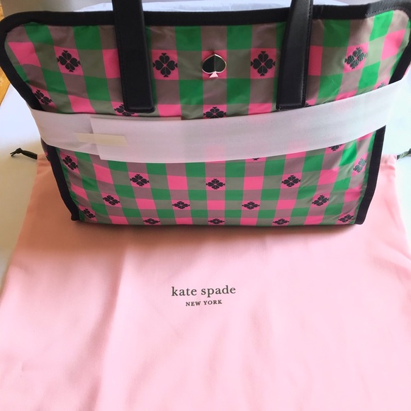 Kate Spade Morley Large Tote Green Pink Black with Dustbag - Picture 14 of 16